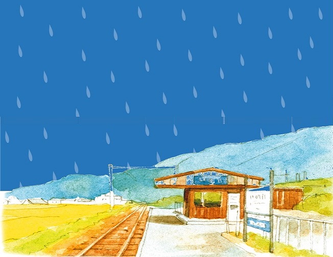 雨降り駅の画像