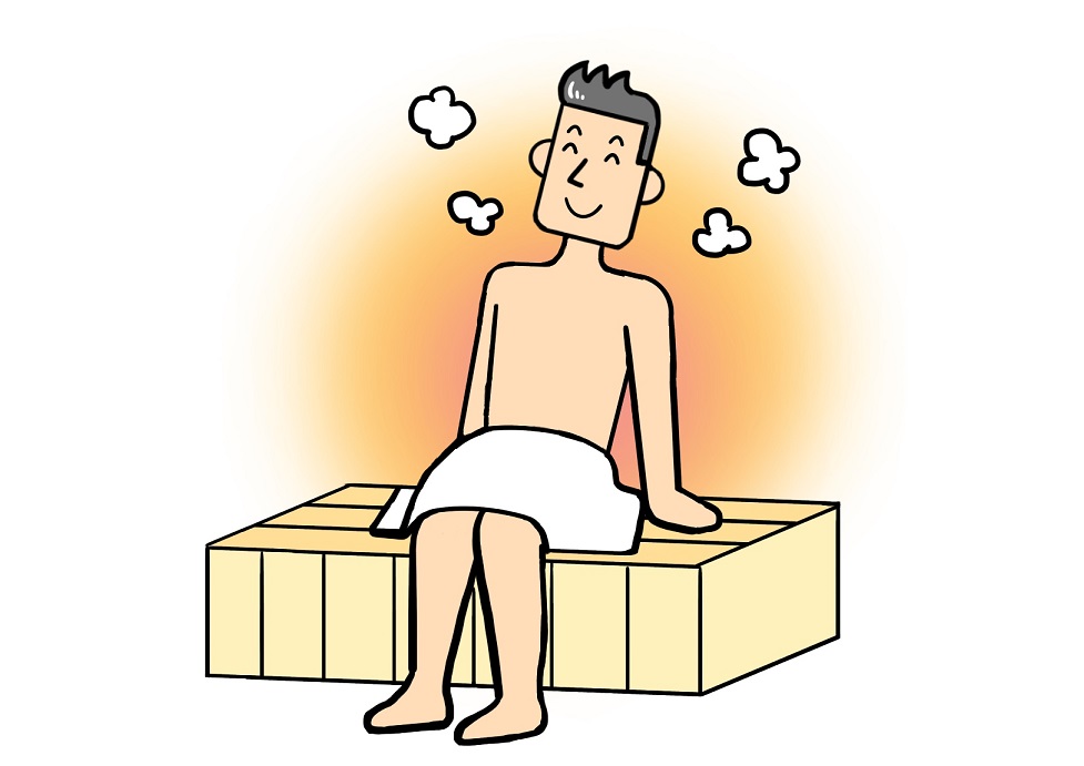 サウナに入っている男性の画像
