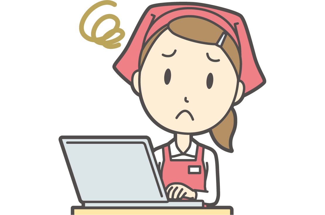 機械が故障して会計処理出来ない女性の画像