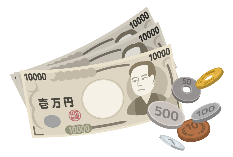 お札や硬貨などの、現金