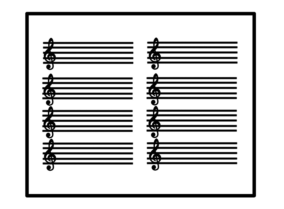 安っぽい、ト音記号で書かれた楽譜