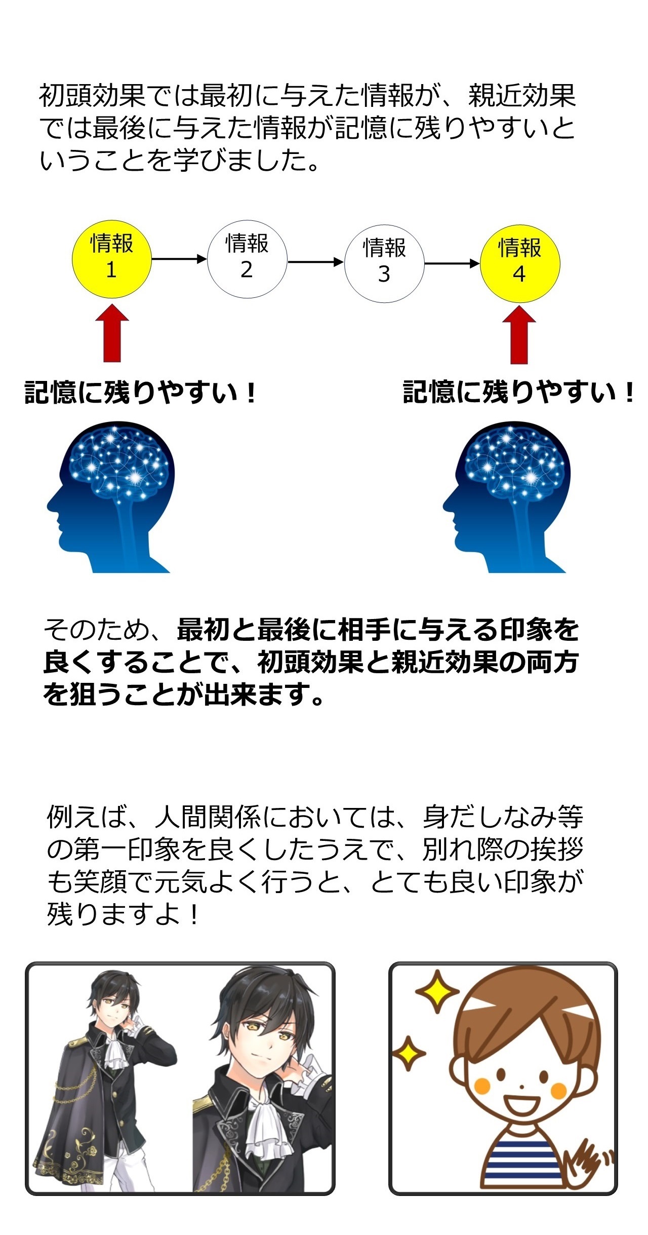 親近効果と初頭効果の両方を狙うには